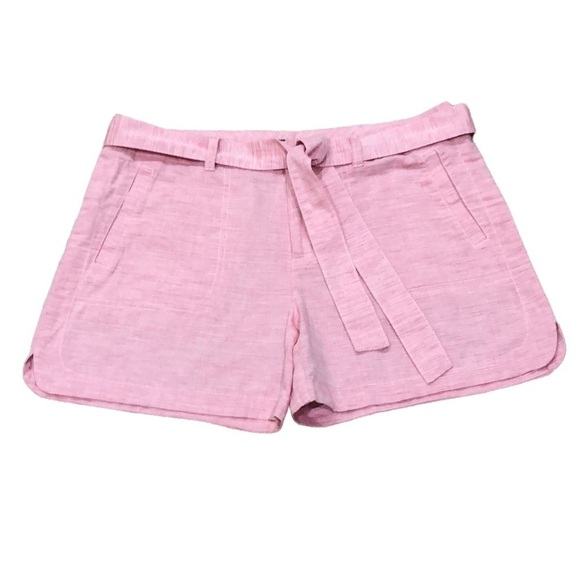 Tommy Hilfiger Pants - Tommy Hilfiger Mid Rise Belted Shorts Size 10 Red White Cotton Linen